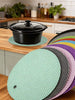 6/3 Packs Silicone Heat Resistant Placemats - Round Non-Slip Pot Holder Mats For Kitchen Countertops & Dining Tables, Multi-Purpose Hot Pad Trivets For Hot Dishes, Outdoor Picnics & BBQ Use